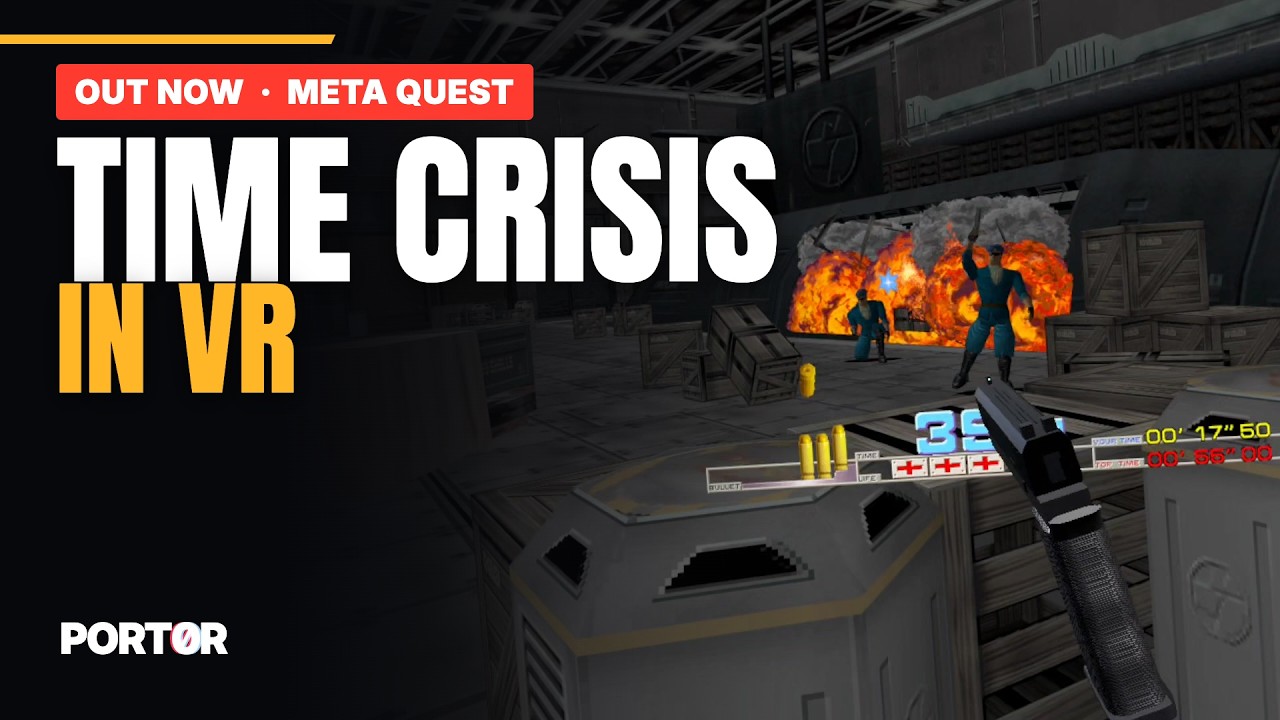 Time Crisis in VR: the warehouse, the gun in hand