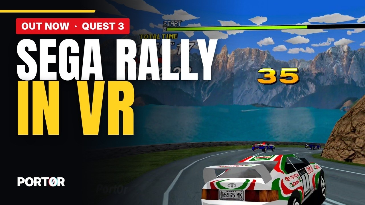 Sega Rally in VR: the mountain stage, behind the Celica
